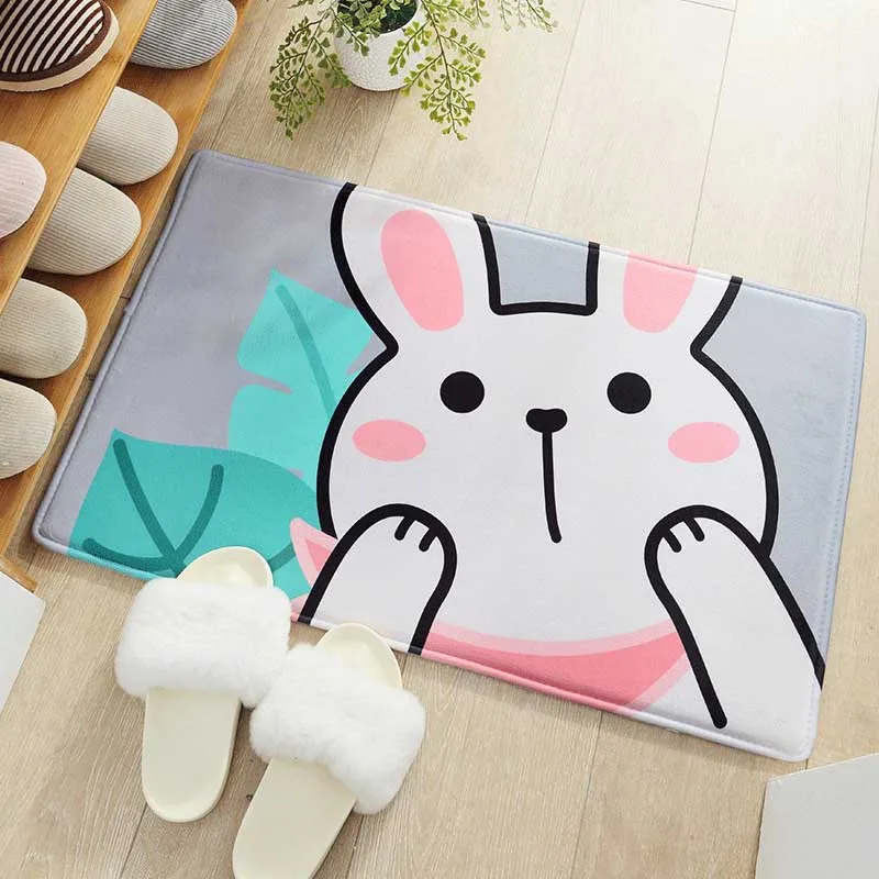 

Rabbit Design Cartoon Kitchen Mat Anti-slip Long Bedroom Floor Carpet Hallway Porch Area Rug Slow Rebound Entrance Doormat