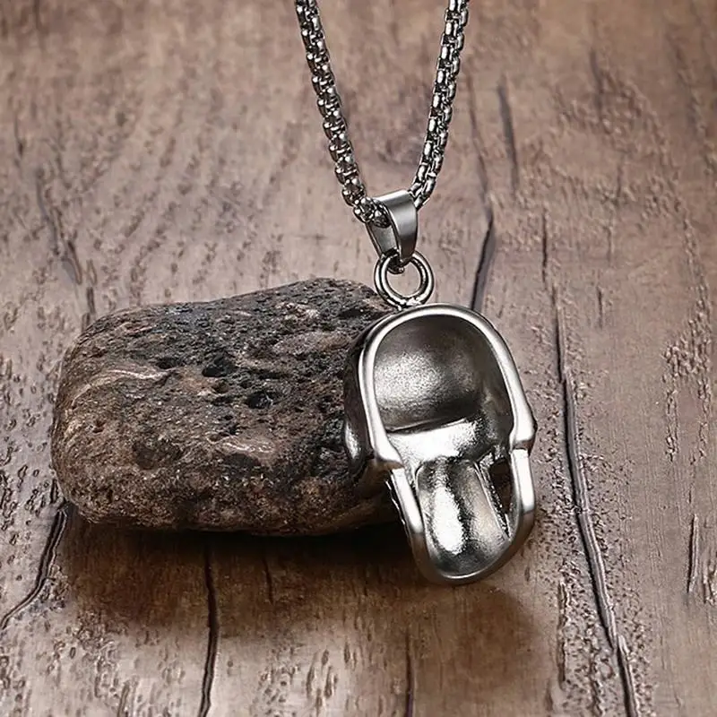 Мужское колье с подвеской в виде черепа из нержавеющей стали|necklace in silver|pendant