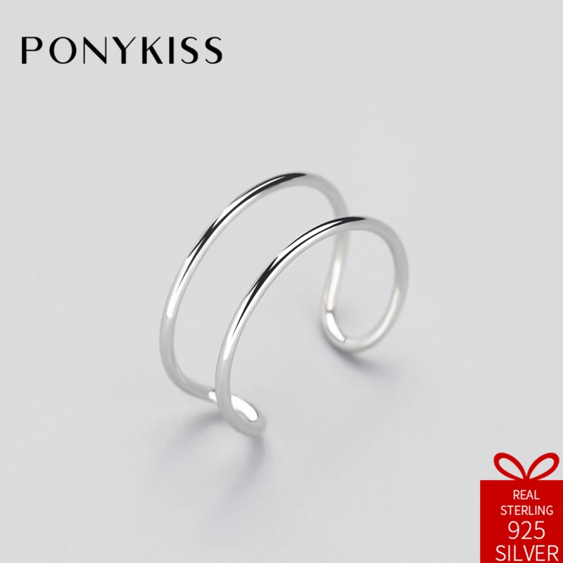 

PONYKISS Office 100% 925 Sterling Silver Adjustable Opening Bridal Sets Ring Jewelry Women Birthday Party Anniversary Accessory