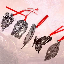 FangNymph DIY металлические закладки для книги из нержавеющей стали бумага черная бабочка перо цветок творческие предметы подарки