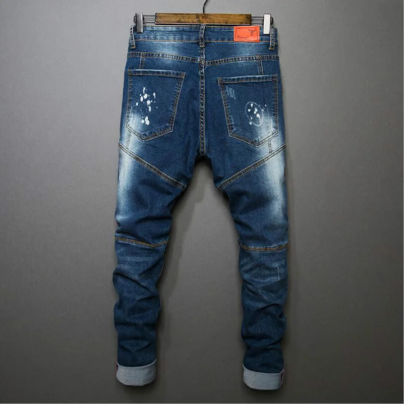 Классические джинсы, мужские тонкие обтягивающие джинсы, высококачественные мужские синие Стрейчевые джинсы, новые модные ковбойские брюки, размер 38
