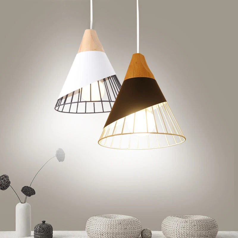 Nordic Solid Wood Pendant Light Modern Aluminum Indoor Home Light E27 Socket Restaurant Pendant Lights Lamp Dining Room Cafe Bar  (10)