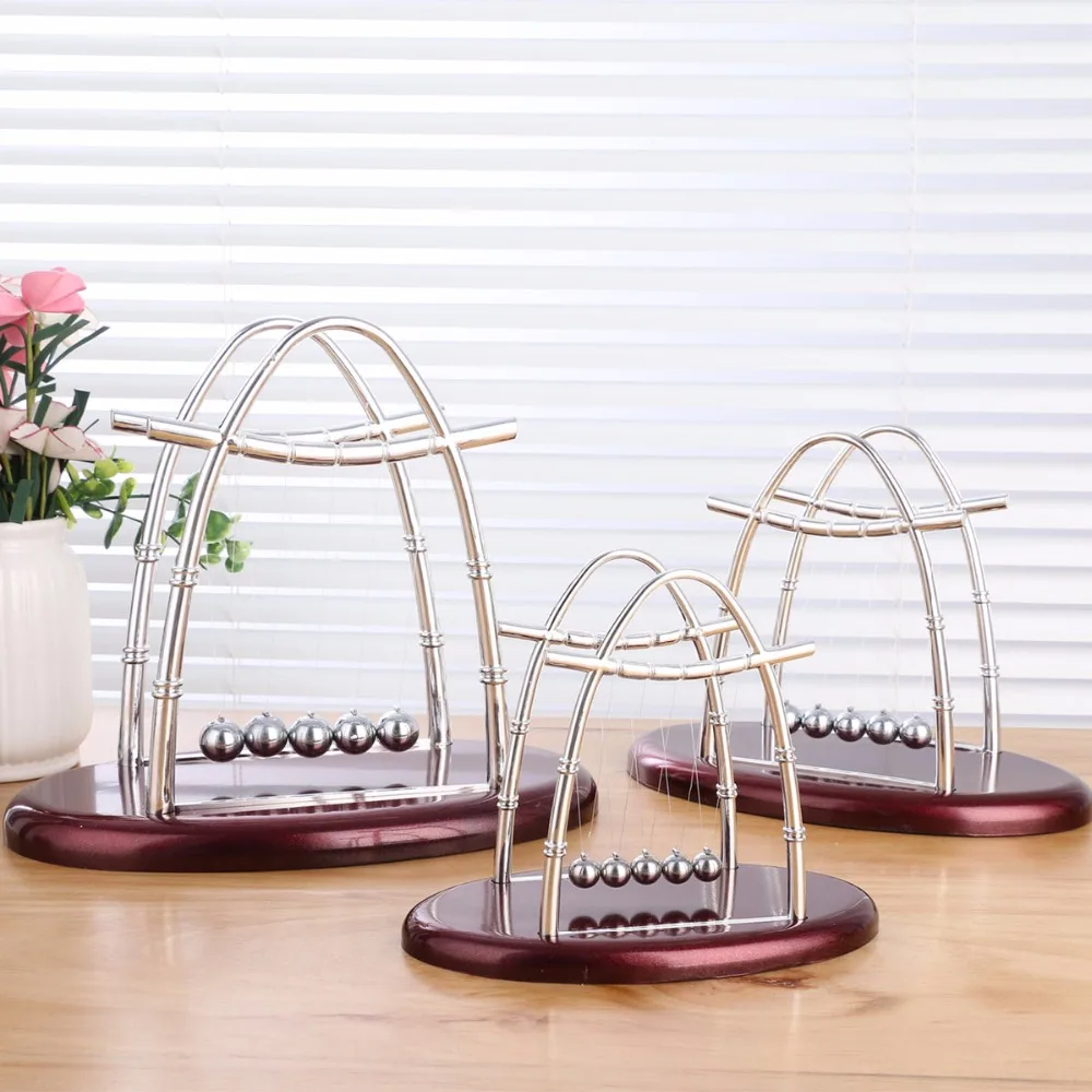  Characteristic Newtons Cradle Hot sale Newton Pendulum Red plastic base Steel ball Kids Educational