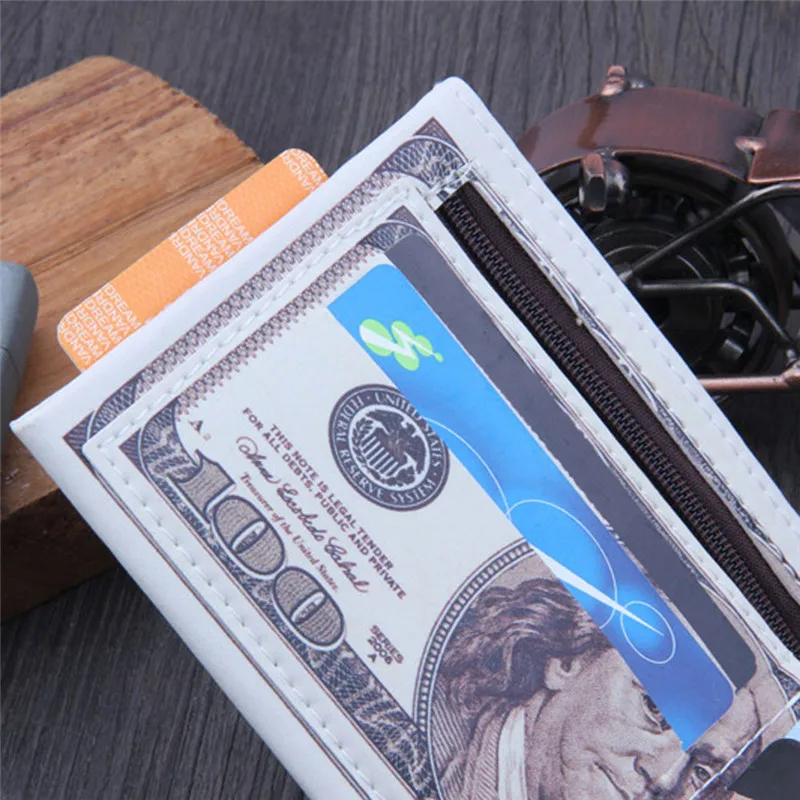 US Dollar Bill Wallet Brown Leather Wallet Bifold Credit Card Photo men's wallet clutch portfel cuzdan billetera carteira 40MA1309