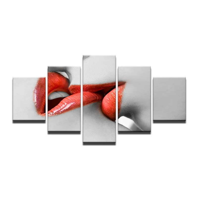 Холст стены искусства фотографии HD печатает Гостиная Home Decor 5 штук женщина