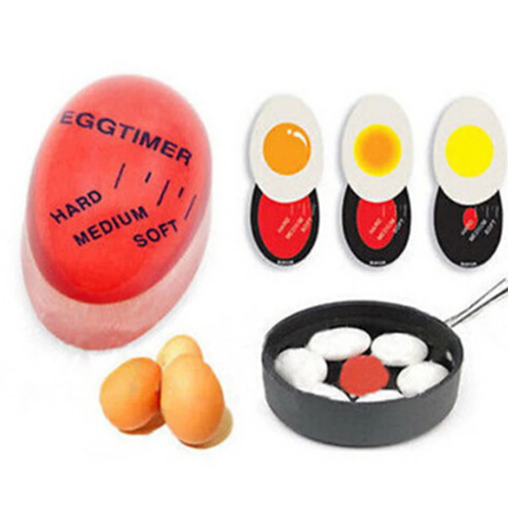 

1pcs Egg Perfect Color Changing Timer Yummy Soft Hard Boiled Eggs Cooking Kitchen Eco-Friendly Resin Egg Timer Red timer tools