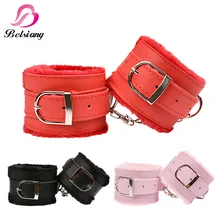 Adult Game Handcuffs PU Leather Restraints Bondage Cuffs Bdsm Fetish Slave Roleplay Tools Sex Toys For Couples 3 Colors