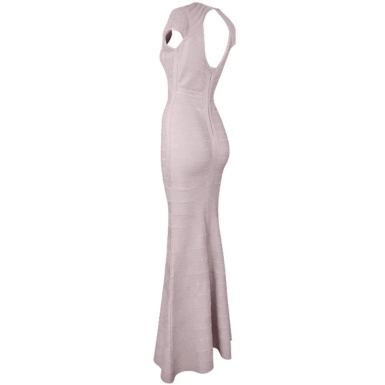 Высокого качества от популярный HL Розовый Foiling Bodycon вискозное длинное Бандажное платье-Коктейль Длина паркета платье