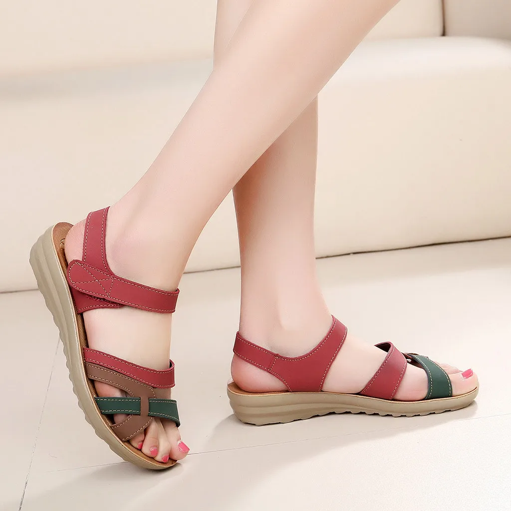 Sandals Women Ladies Summer Fashion Leather Sandals Wedges Comfort Big Size Summer Shoes Women Beach Sandal zapatos de mujer
