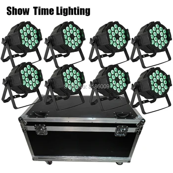 

8pcs IN 1 flycase 18pcs 10W RGBW 4 IN 1 Aluminum led par light professional par cans good use for Disco DJ Club performance