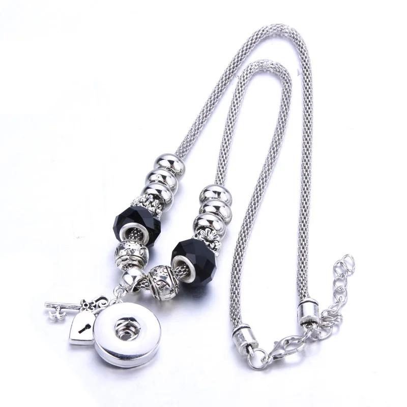 New Snap Jewelry Beads Necklace Key Heart Charms 18mm Snap Pendant