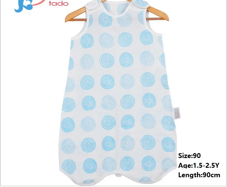 Муслиновый хлопковый спальный мешок для малышей от 0 до 4 лет, спальный мешок без рукавов для малышей, спальный мешок для детей, детская одежда для сна - Цвет: blue 90