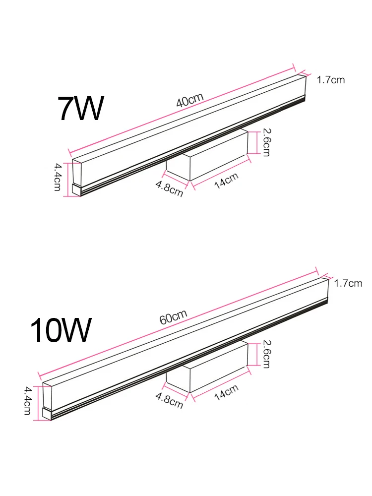 Высокое качество 7 Вт 10 Вт светодиодный зеркало спереди Настенные светильники 40/60 см для ванной комнаты Современная короткая Ванная комната светодиодный настенный светильник