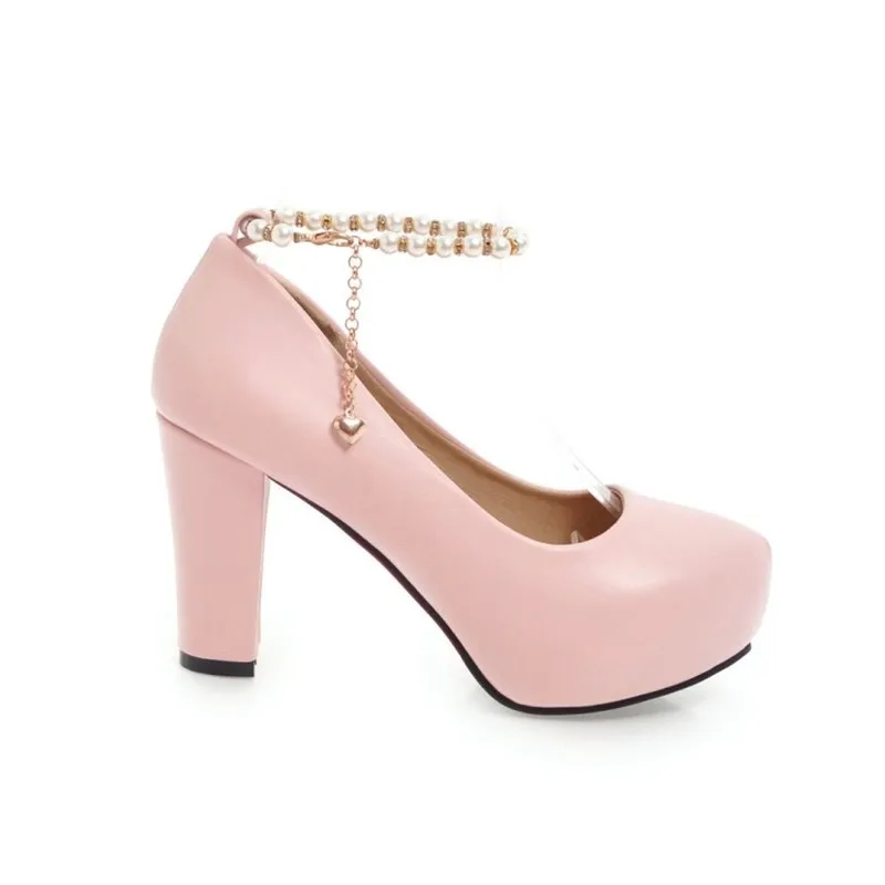 Skup Damskie czółenka buty bardzo wysokie obcasy Pu perłowa klamra platforma 2018 wiosna jesień Sexy New Fashion Casual ślub impreza na biało różowy