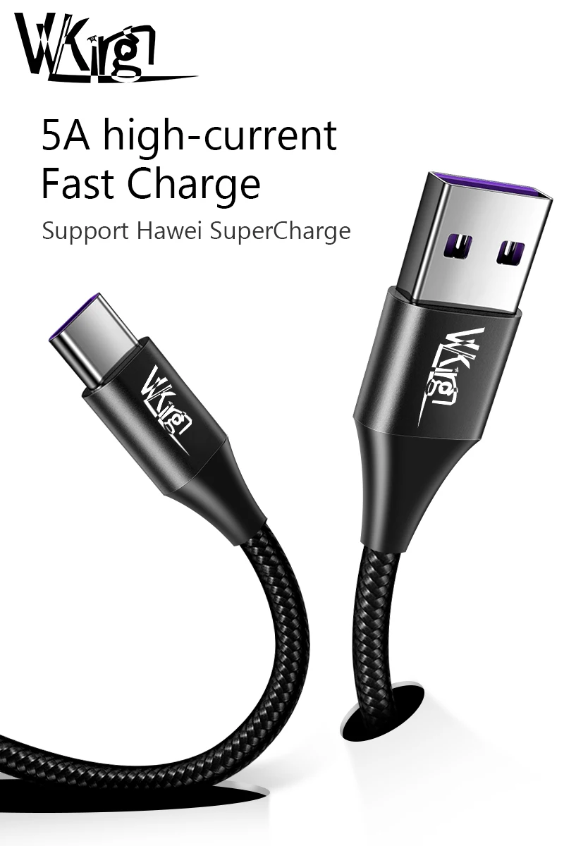 VVKing USB C кабель 5A Supercharge usb type C кабель для быстрой зарядки huawei быстрое зарядное устройство кабель для samsung S9 Note 9 Xiaomi