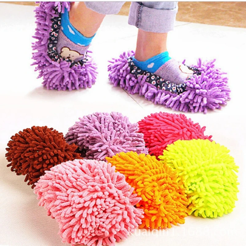 

2pcs Dust Floor Cleaning Slippers Shoes Socks Mop House Indoor Clean Shoe Cover Multifunction Lazy Wipe Slippers HE034