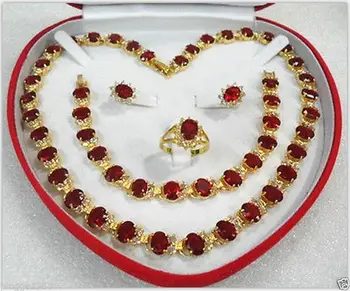 

Hot sale Free Shipping>>women's jewelry oriental ruby Earring Bracelet Necklace Ring