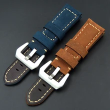 22mm 24mm Genuine Leather Men Handmade Handmade Buckle Watch Band Retro Watch Straps for Panerai 111 PAM For Omega Man Watch 22mm 24mm Genuine Leather Men Handmade Handmade Buckle Watch Band Retro Watch Straps for Panerai 111 PAM For Omega Man Watch