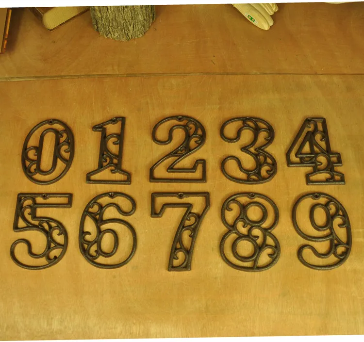 

20 Cast Iron Number 0-9 Antique Metal House Door Numbers Arabic Numerals 0123456789 Home Road Street Store Wall Mounted Decor