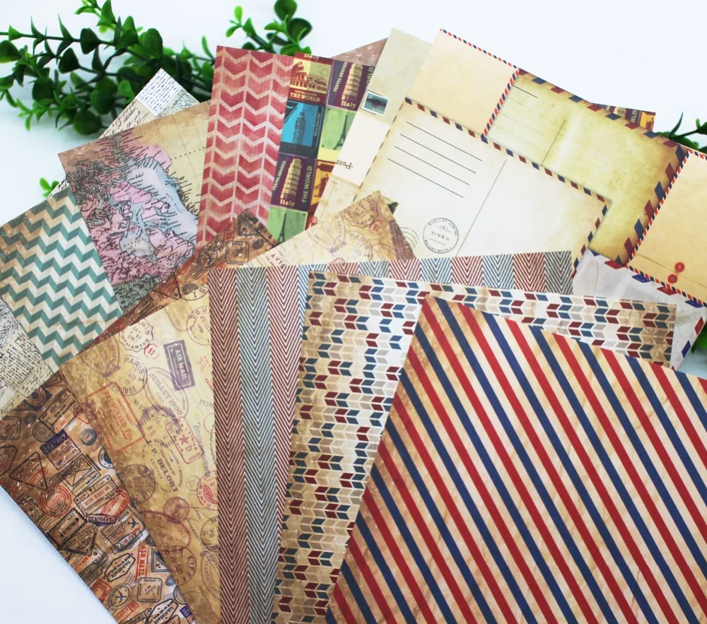 

6inch Single-side Printed Paper Vintage Postal Wrapping Background Paper For DIY Scrapbook/Photo Album Card Handmade Craft Paper
