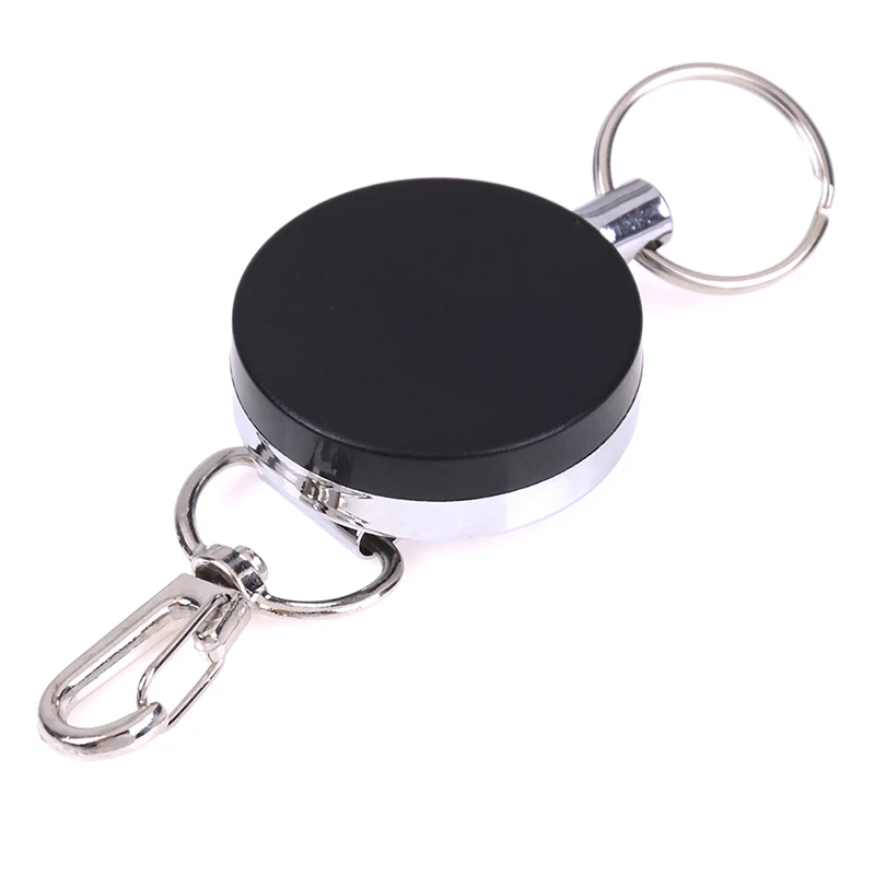 1PCS Retractable Resilience Steel Wire Rope Elastic Casual Stainless Steel Badge Reel Retractable Key Ring ID Card Holder Clips