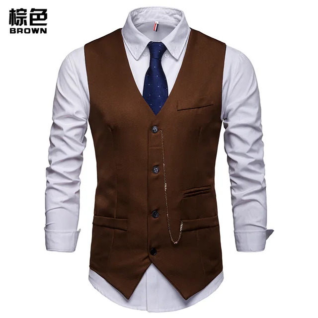 Vintage Gold Chain Vest Men 2019 Stylish White Gentleman Gilet ...