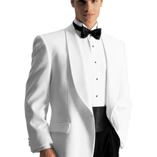 Индивидуальные Белый Жених Смокинги для женихов Нарядные Костюмы для свадьбы для Для мужчин Жених костюм дружки наряд Best человек одежда(куртка+ Брюки для девочек+ пояс+ галстук-бабочка