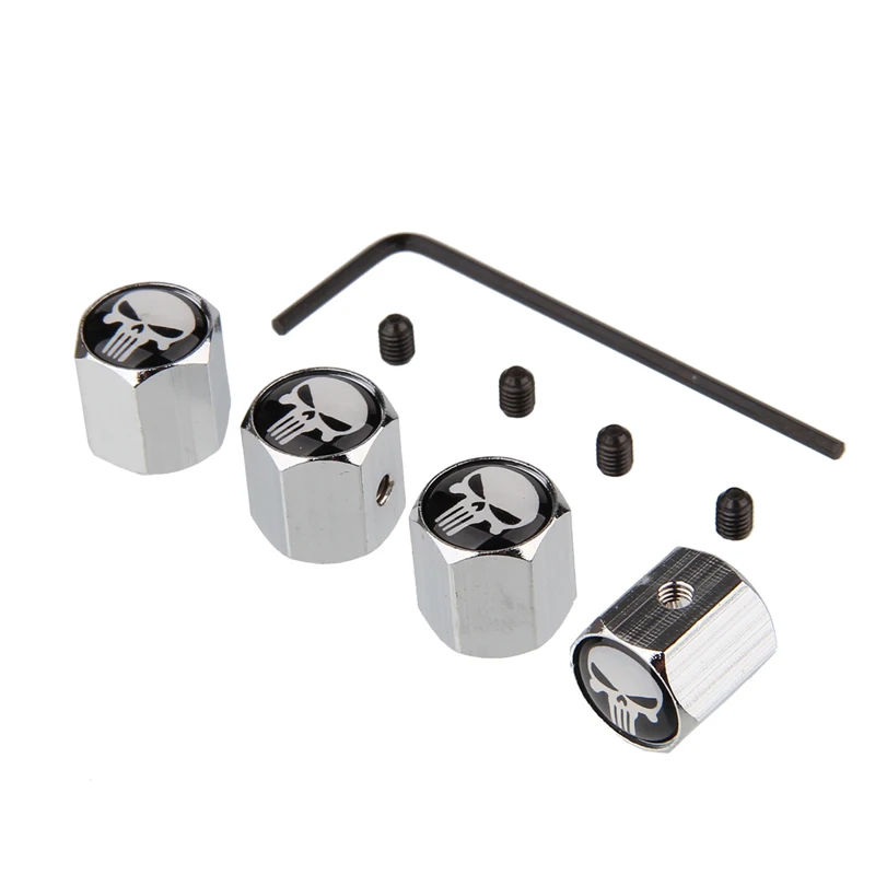 

4Pcs/Lot Car Styling Metal Skull Car Wheel Tire Valve Cap Auto Tyre Air Stems Tire Accessories