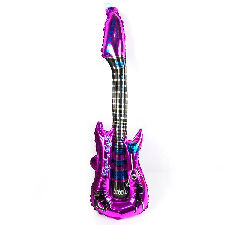 1 шт. 80*24 см электрическая гитара Форма высокого качества фольгированные воздушные шары музыка вечерние декоративная игрушка подарок для рок дети мальчик девочка - Цвет: Лиловый