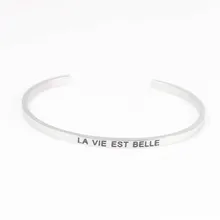 316L нержавеющая сталь любовь манжета браслет LA VIE EST BELLE для женщин ювелирные изделия модный браслет с мантрой