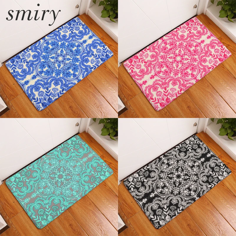 

Smiry welcome home doormat for entrance door psychedelic Indian mandala geometric flower carpets livingroom light mats 40*60cm