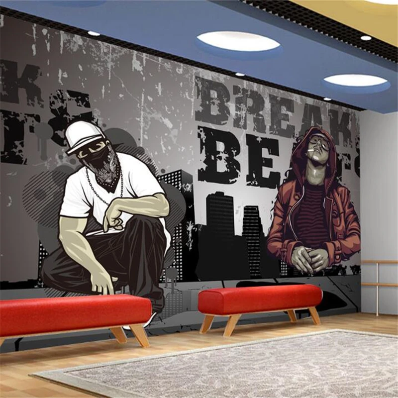 

beibehang Custom wallpaper papel de parede Dancing youth street dance graffiti background wall painting 3d wall murals