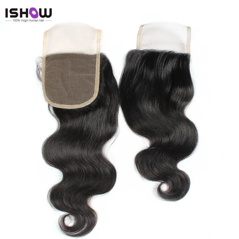 

Free Shipping Brazilian Virgin Remy Closure 4*4 Free Middle 3 Way Part Closure With Bleached Knots 6A Brazilian Lace Closure
