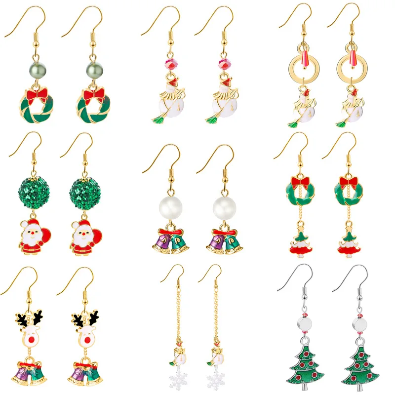 

Women Santa Claus Christmas Earrings Snowman Deer Bell Christmas Tree Ear Jewelry Accessories Lovely Xmas Gifts