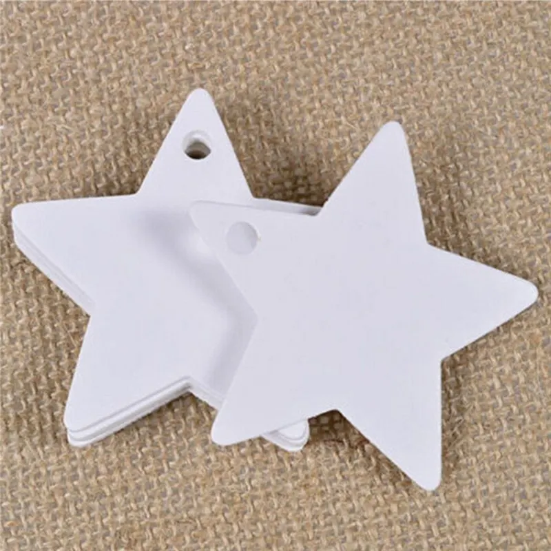 50/100Pc 6*6 cm Star Kraft Paper Label Price Tags Wedding Christmas Party Gift Card Packaging Labels images - 6