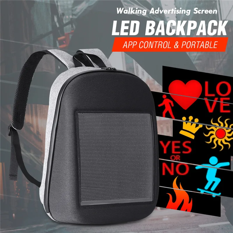 Smuxi рекламный светодиодный Экран динамичный рюкзак 5v Рюкзак «сделай сам», Wi-Fi, светодиодный город ходячая реклама большой емкости женский нейлоновый рюкзак