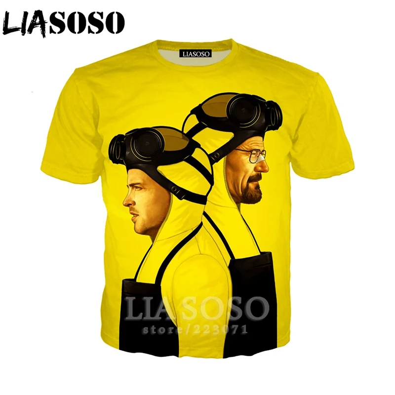 

LIASOSO Summer New Men Women Fashion Sweatshirt 3D Print TV Series Breaking Bad Short Sleeve T-Shirt Unisex Top Pullover A186-04