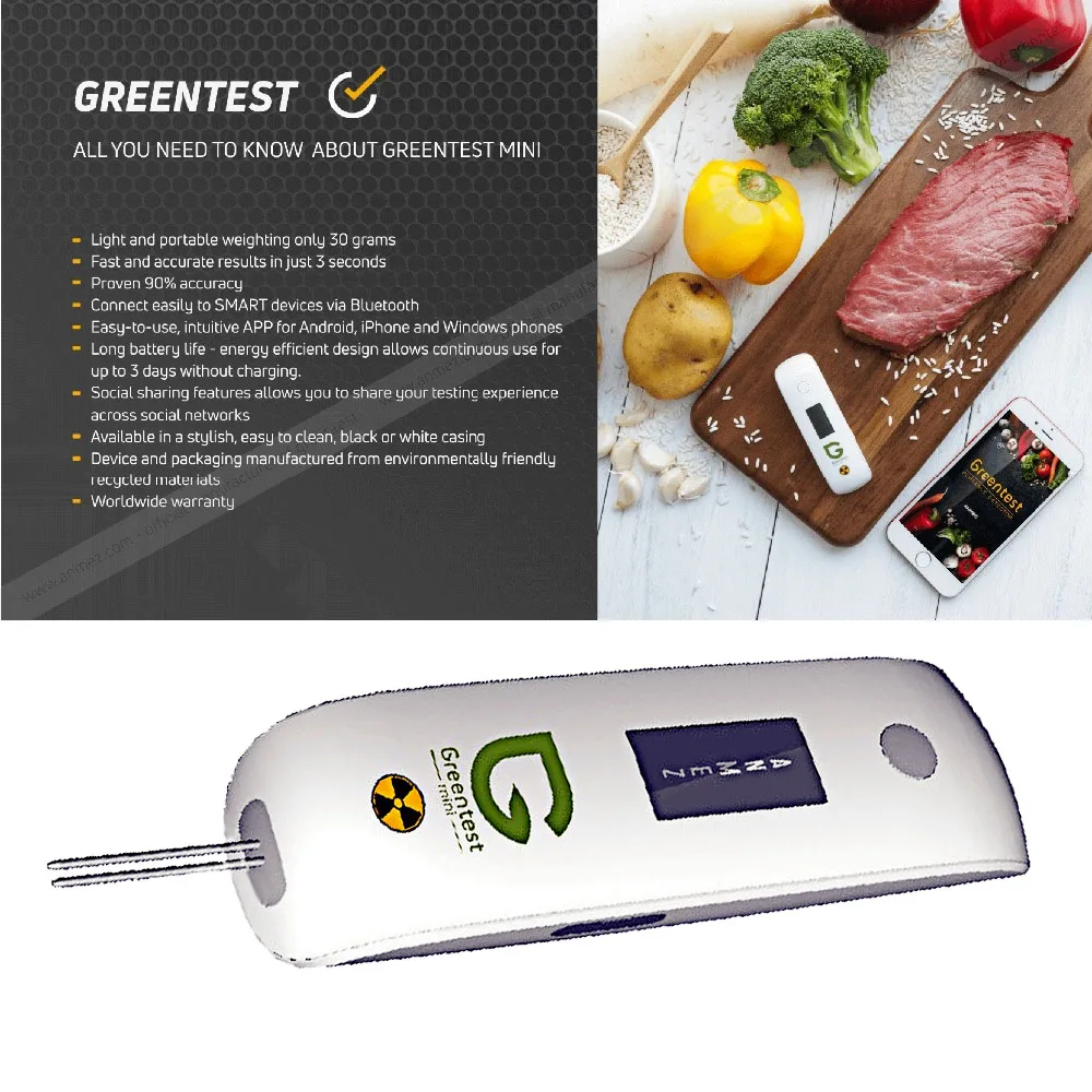 Greentest ECO Mini Radiation/Water Hardness/Nitrate Tester Dietary Nitrates Fruits/Vegetables/Meats/Fishes Surpport Bluetooth