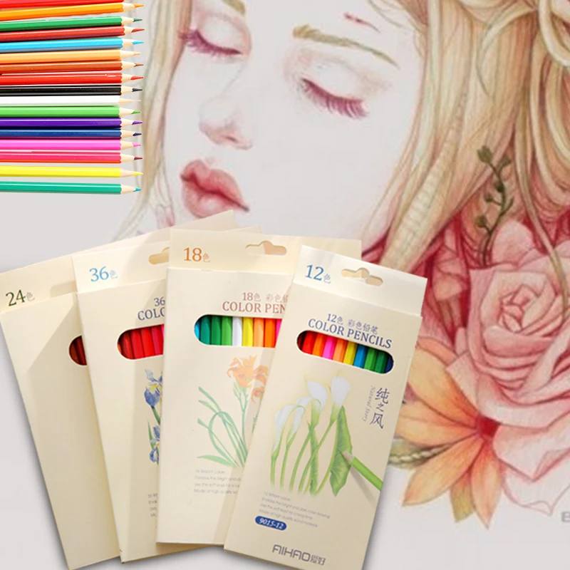 

12/18/24/36 Oily Color Pencils Set Professional Lapices De Colores For Coloured Drawing Pencil Art Supplies