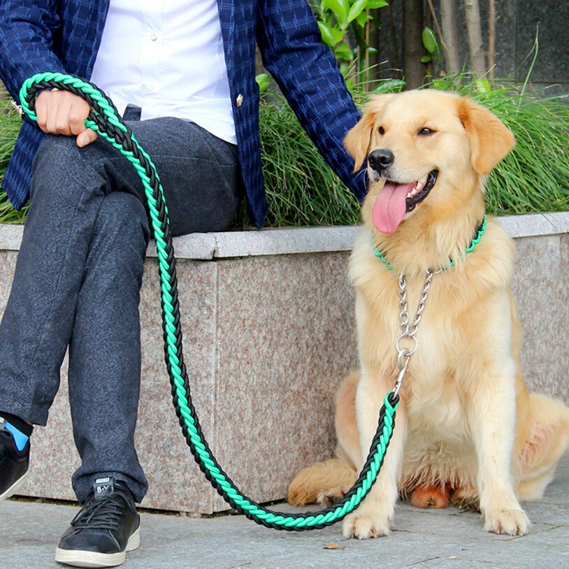 Double Strand Rope Large Dog Leashes Metal P Chain Buckle Contrast Colorful Pet Traction Rope Collar Set Firm 1.2m Length Double Strand Rope Large Dog Leashes Metal P Chain Buckle Contrast Colorful Pet Traction Rope Collar Set Firm 1.2m Length