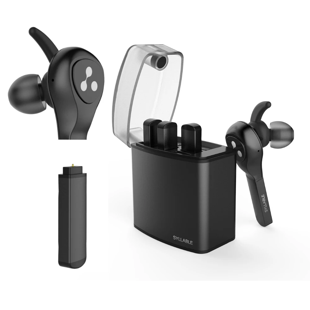 Newest Syllable D9X Double-Ear Wireless Earphones Mini Bluetooth Light Sports Headphones Stereo Noise Isolating Headset With Mic combaterwing m160 headset earphone ultra light ergonomic headphones over ear stereo with mic noise isolating for pc mac th58