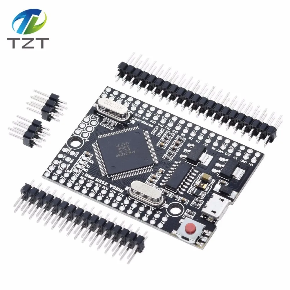 TZT Mega 2560 PRO MINI 5V(встраивание) CH340G ATmega2560-16AU с наконечниками, совместимыми с arduino Mega 2560