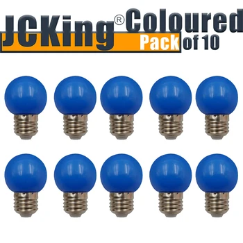 

JCKing (Pack of 10) E26/E27 Screw Cap Base Golfball Lamps Coloured Light Bulbs For Patio Party Christmas