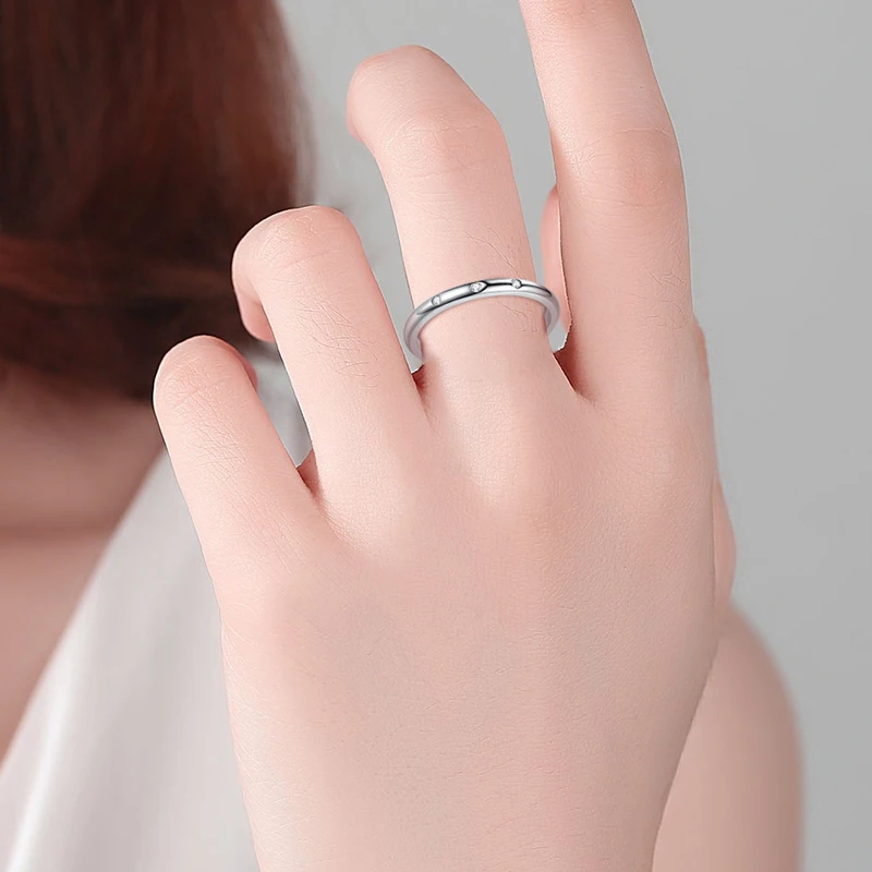 ELESHE Настоящее серебро 925 пробы круглые кольца на пальцы для женщин кольцо с кубическим цирконием и кристаллами обручальное свадебное ювелирное изделие