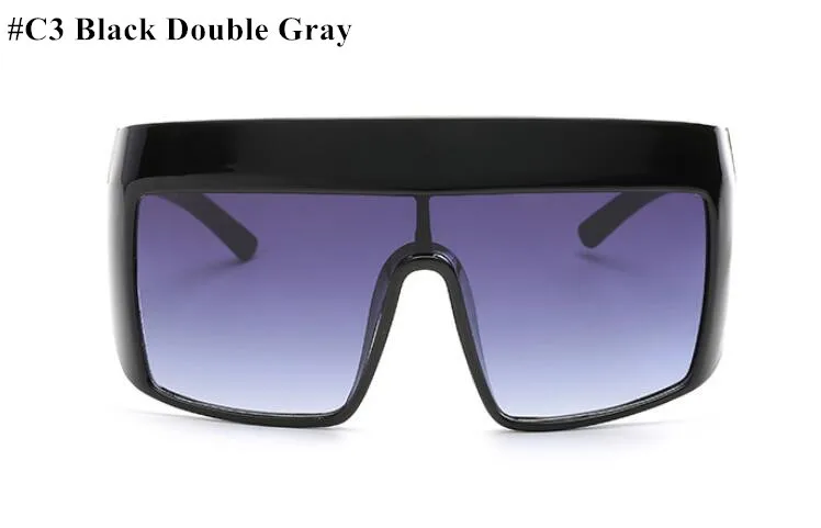 Emosnia классический oчки большого размера солнцезащитных очков Винтаж с плоским верхом Одна деталь солнцезащитные очки с большими рамами Для женщин Для мужчин фирменный дизайн пилот - Цвет линз: C3 Black Gray
