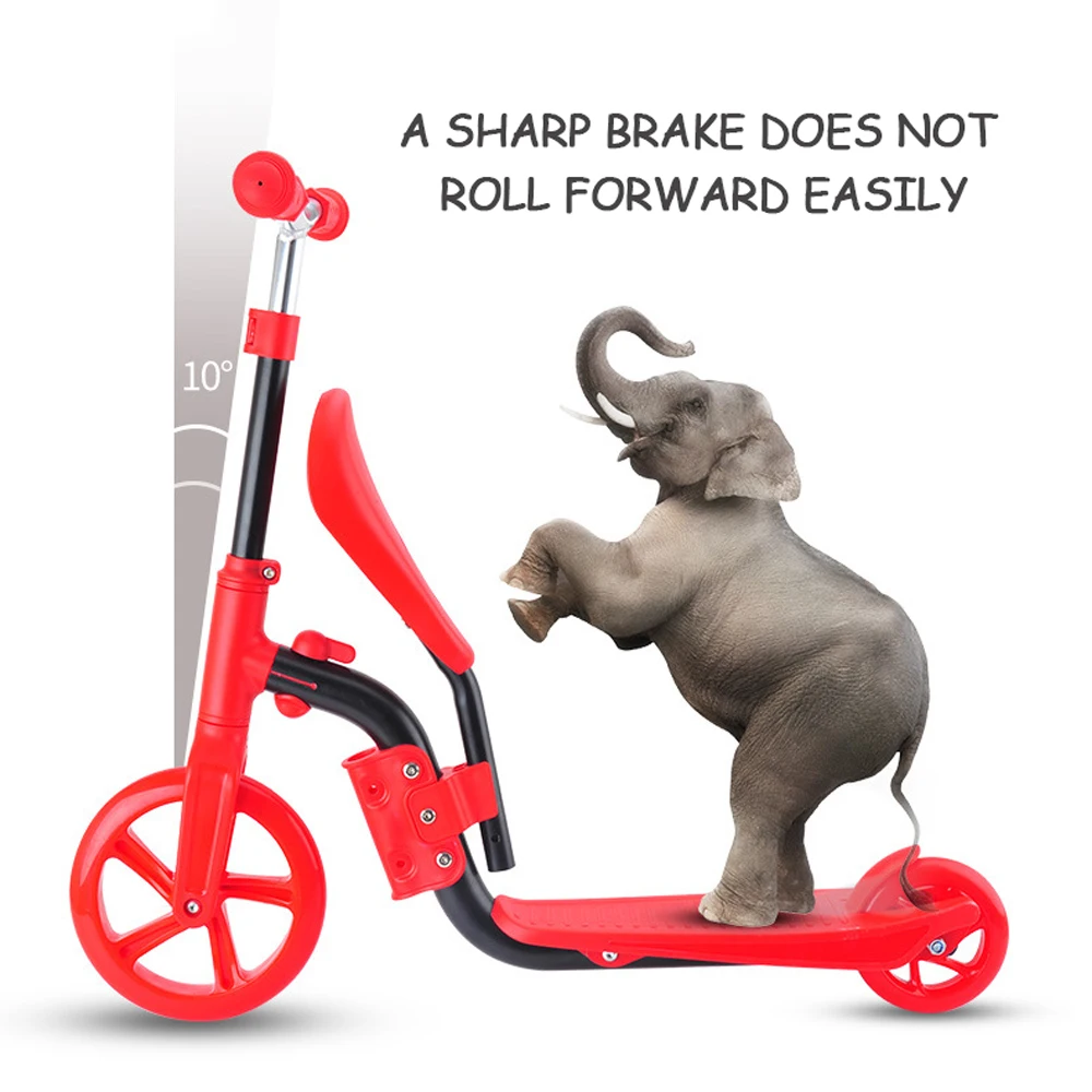 cheap Balance Bike Scooter for Kids Children with Folding Seat 2 in 1 Adjustable Kick Scooter Skateboard Walker Balance Bike