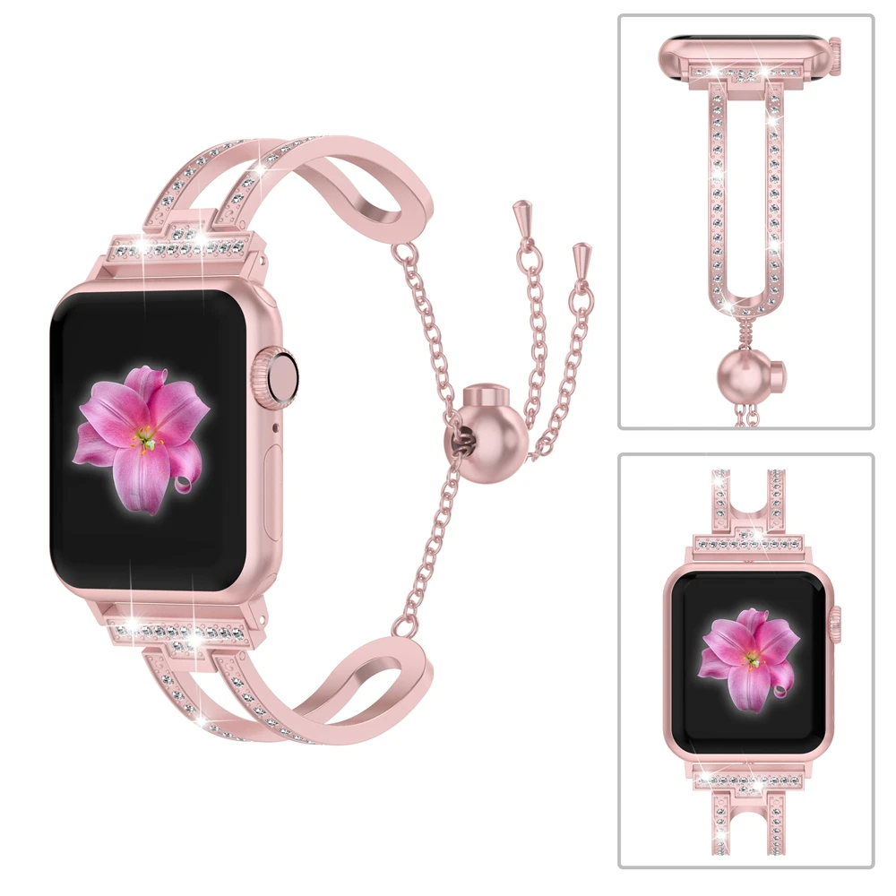 Ремешок для часов 38 мм/42 мм iWatch Bling Jewelry U-type Dressy браслет сталь со стразами браслет ремешок металлическая цепочка для Apple Watch