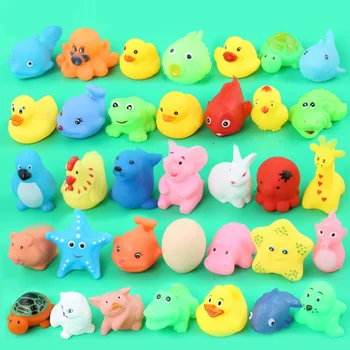 

100PCS Cartoon Rubber Animal Floating Squeeze Sound Squeaky Bathing Toy Press Squeaking Sound Water Bath Bathtub Shower Toy