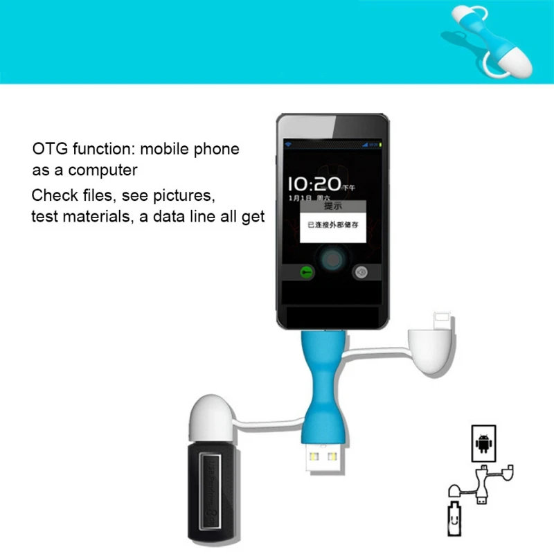 2 в 1 USB OTG адаптер брелок кабель для передачи данных 2.1A Micro USB для iPhone для Android мобильных телефонов к компьютеру