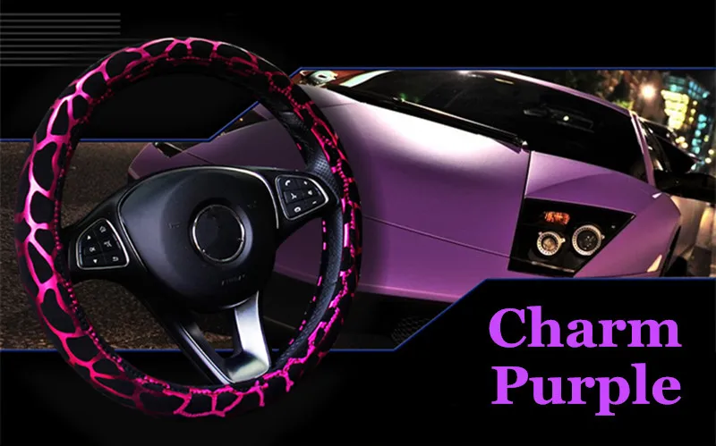 Shiny Leopard Print Design Car Steering Wheel cover Universal 37-38cm Car Styling Fit Women Girls Lady (6)
